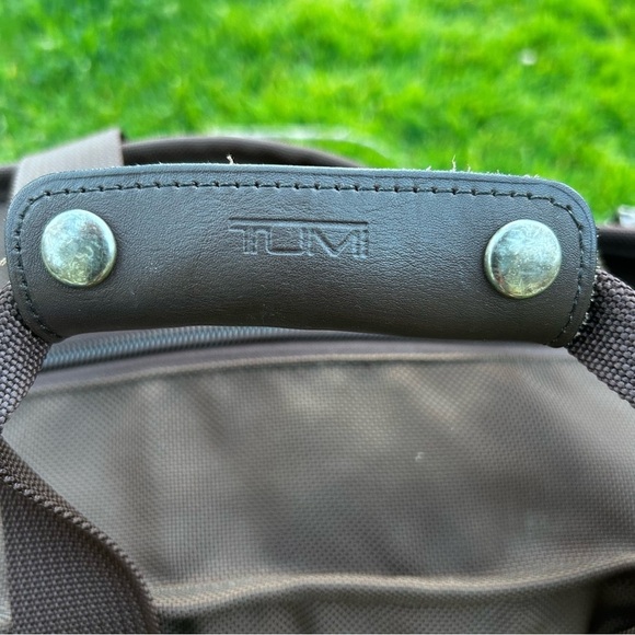 TUMI Canvas and Leather Duffle Travel Gym Bag in Chocolate Brown 
Made in USA - Picture 7 of 14